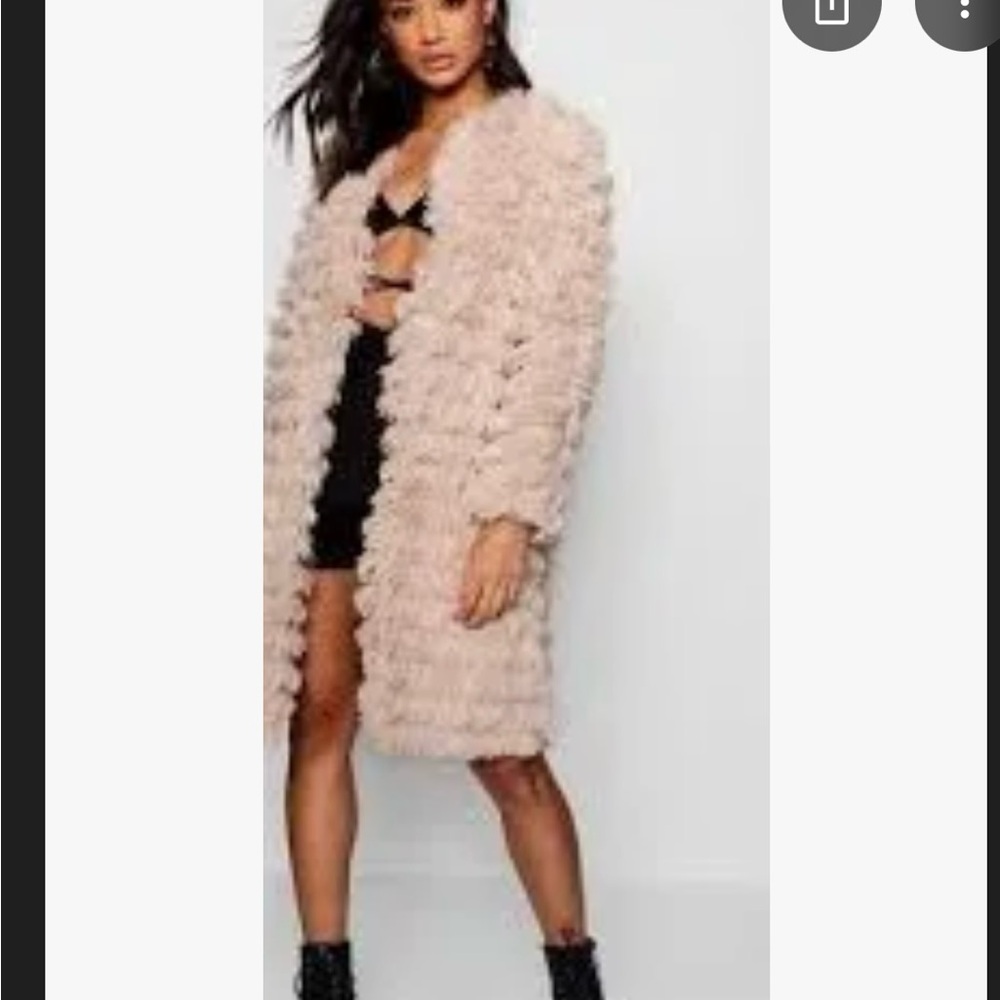 Boohoo Soft Blush Shaggy Faux Fur Coat Jacket - Picture 5 of 6